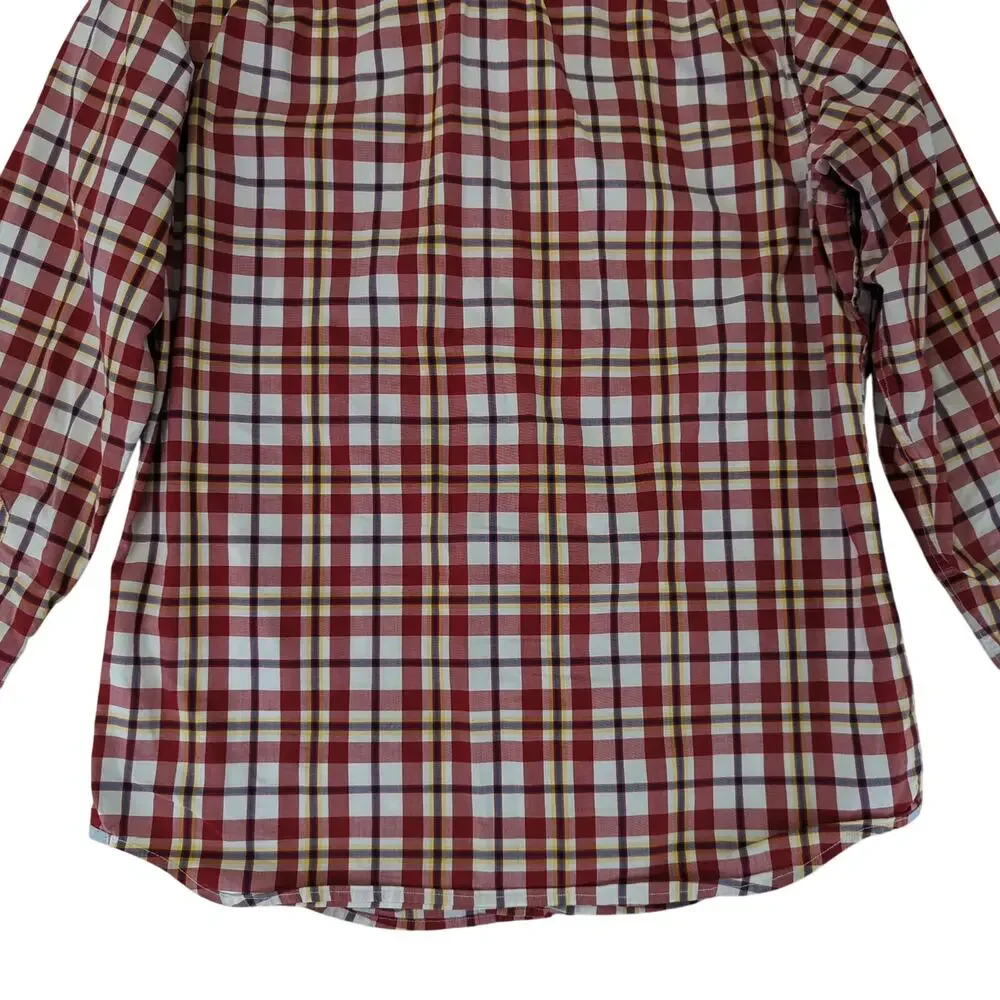 Banana Republic Soft Wash Shirt Red Plaid Button-down Oxford Mens Medium 15-15.5